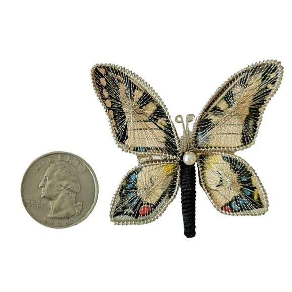 Princess Handmade West Germany Spun Style Butterfly Pin L40 - Picture 9 of 10